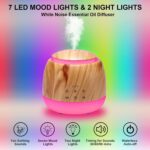 Aromatherapy Diffuser & White Noise Machine Combines 10 Relaxing Sounds,7 Color LED Light,5 Level Volumn,2 Level Warm Night-light,3 Timer, Mist and Waterless Auto Shutoff for Better Sleep(Light Brown) - Image 4