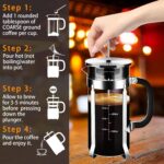 French Press Coffee Maker 304 Stainless Steel Coffee Press,with 4 Filters System, Heat Resistant Thickness Borosilicate French Press Glass, BPA-Free Brewed Tea Pot Coffee Plunger(Copper 12oz) - Image 6