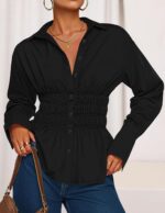 ZESICA Womens 2025 Fall Long Sleeve Blouse Business Dressy Casual Button Down Shirts Peplum Tops Fashion Trendy Clothes - Image 3