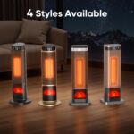 Sweetcrispy Space Heater for Indoor Use, 23Inch Portable Heater with Remote and Thermostat,7 Light Modes, 70°Oscillation, 12H Timer, Up to 95°F, Tip-over Protection,Gold - Image 7