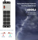 CCCEI 2PCS Heavy Duty Power Strip Surge Protector 20 AMP, 8 Outlets 12 Gauge Industrial Shop Garage Metal Multiple Outlets, 6 FT Extension Cord 5-15P Adapter High Amp 6-20R T-Slot 20a for Appliance - Image 3