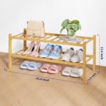 Kitsure Bamboo Wooden Shoe Rack for Closet - Stackable Shoe Organizer with Modular Structure, Space-Saving Shoe Shelf for Entryway, Living Room, Bedroom, 26.8" Wide - 2 Tiers, Natural - Image 3