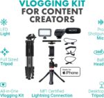 Movo iVlogger Vlogging Kit for iPhone with Fullsize Tripod - Lightning Compatible YouTube Starter Kit for Content Creators - Accessories: Tripods, Phone Mount, LED Light and Shotgun Mic - Image 3