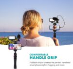 Movo iVlogger Vlogging Kit for iPhone with Fullsize Tripod - Lightning Compatible YouTube Starter Kit for Content Creators - Accessories: Tripods, Phone Mount, LED Light and Shotgun Mic - Image 8