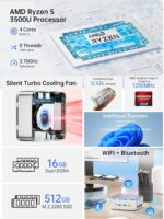 GMKtec Mini PC Computer, G10 Ryzen 5 3500U (Beats N150/N97), 16GB RAM 512GB SSD 2.5GbE NIC LAN Desktop Office Home Business HTPC Proxmox, Triple 4K Display, WiFi, BT, USB-C, DP, Type-C PD, HDMI 2.1 - Image 3