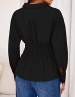ZESICA Womens 2025 Fall Long Sleeve Blouse Business Dressy Casual Button Down Shirts Peplum Tops Fashion Trendy Clothes - Image 4