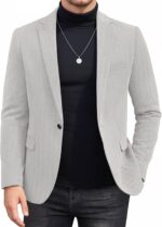 COOFANDY Men's Tweed Herringbone Blazer One Button Casual Sports Coats Slim Fit Suit Jackets Formal Dress Blazers - Image 2