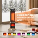 Sweetcrispy Space Heater for Indoor Use, 23Inch Portable Heater with Remote and Thermostat,7 Light Modes, 70°Oscillation, 12H Timer, Up to 95°F, Tip-over Protection,Gold - Image 3