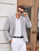 COOFANDY Men's Tweed Herringbone Blazer One Button Casual Sports Coats Slim Fit Suit Jackets Formal Dress Blazers - Image 3
