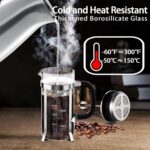 French Press Coffee Maker 304 Stainless Steel Coffee Press,with 4 Filters System, Heat Resistant Thickness Borosilicate French Press Glass, BPA-Free Brewed Tea Pot Coffee Plunger(Copper 12oz) - Image 4