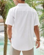 J.VER Men's Linen Short Sleeve Shirts Cotton Casual Lightweight Button Down Shirt Beach Vacation Summer Tops with Pocket - Image 3