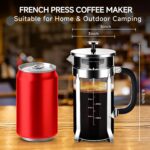 French Press Coffee Maker 304 Stainless Steel Coffee Press,with 4 Filters System, Heat Resistant Thickness Borosilicate French Press Glass, BPA-Free Brewed Tea Pot Coffee Plunger(Copper 12oz) - Image 5
