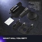 PUPGSIS Podcast Dynamic Microphone, XLR/USB Recording PC Microphones for Broadcast, Podcast, Recording, Gaming & Streaming, Studio Mic with Mute, Headphone Jack, Monitoring Volume Control, Windscreen - Image 9